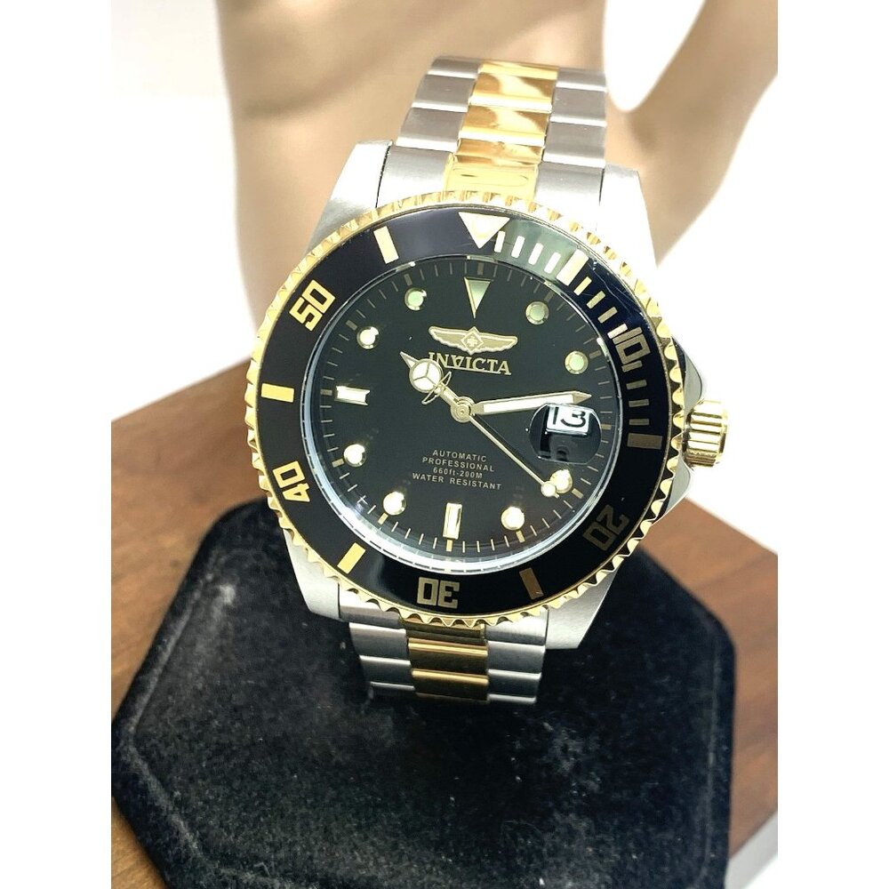 Invicta Men's Watch 36973 Pro Diver Automatic Black Dial Two Tone Steel 44mm